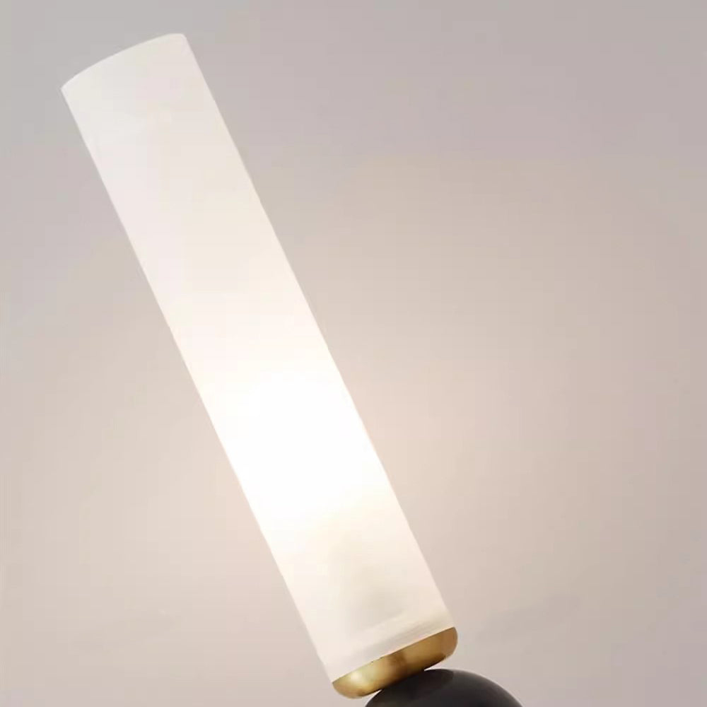 Cylinder Long Pole Copper Marble 1-Light Wall Sconce Lamp