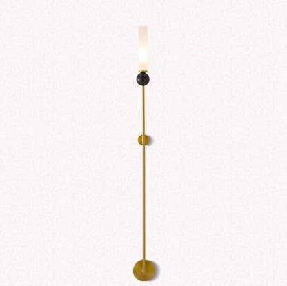 Cylinder Long Pole Copper Marble 1-Light Wall Sconce Lamp