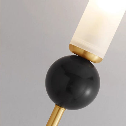 Cylinder Long Pole Copper Marble 1-Light Wall Sconce Lamp