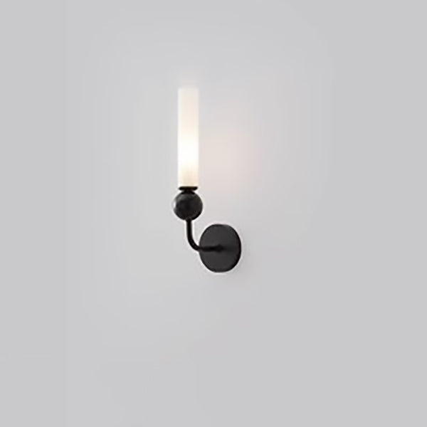 Cylinder Long Pole Copper Marble 1-Light Wall Sconce Lamp
