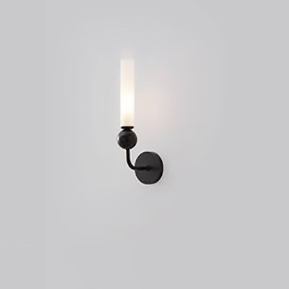 Cylinder Long Pole Copper Marble 1-Light Wall Sconce Lamp