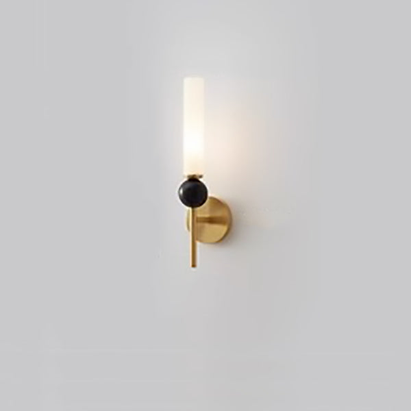 Cylinder Long Pole Copper Marble 1-Light Wall Sconce Lamp