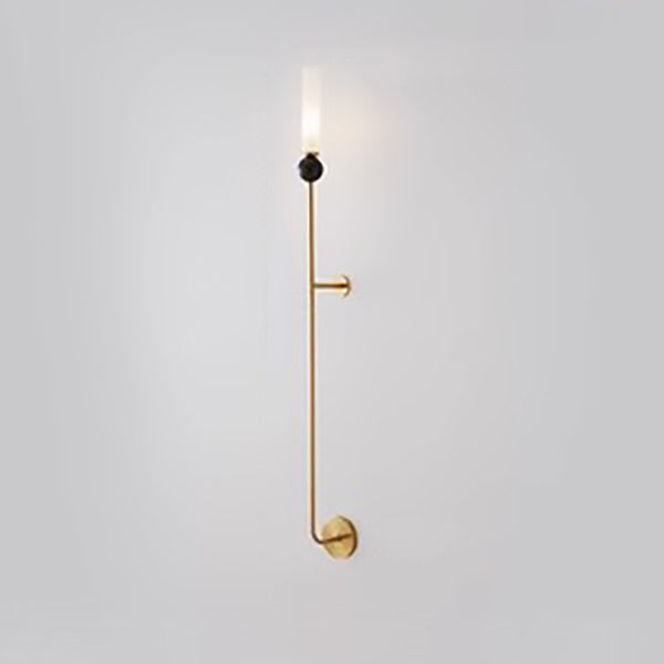 Cylinder Long Pole Copper Marble 1-Light Wall Sconce Lamp