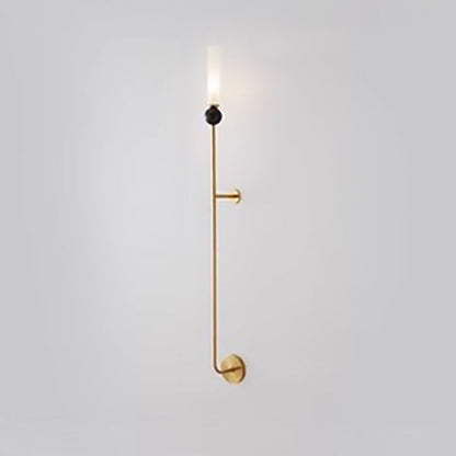 Cylinder Long Pole Copper Marble 1-Light Wall Sconce Lamp