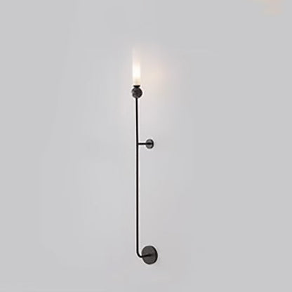 Cylinder Long Pole Copper Marble 1-Light Wall Sconce Lamp