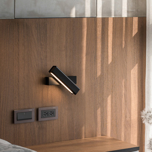 Rotatable Rectangular Iron Rubberwood LED Wall Sconce Lamp