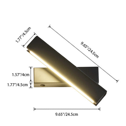 Rotatable Rectangular Iron Rubberwood LED Wall Sconce Lamp