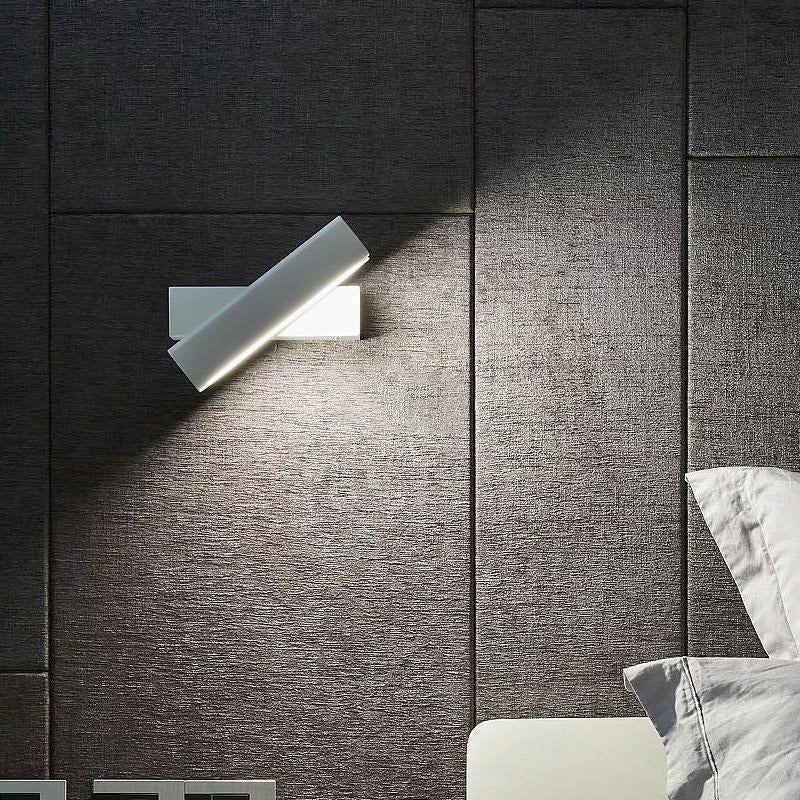 Rotatable Rectangular Iron Rubberwood LED Wall Sconce Lamp
