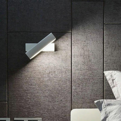 Rotatable Rectangular Iron Rubberwood LED Wall Sconce Lamp