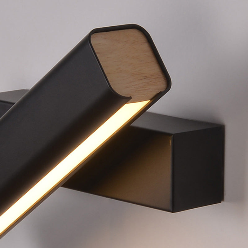 Rotatable Rectangular Iron Rubberwood LED Wall Sconce Lamp