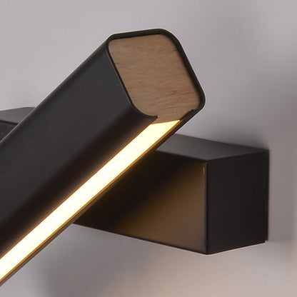 Rotatable Rectangular Iron Rubberwood LED Wall Sconce Lamp