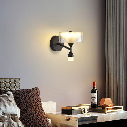 Luxury Tapered Round Iron Acrylic LED Wall Sconce Lamp