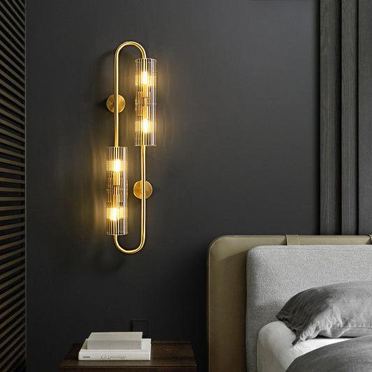 Oval Cylinder Copper Glass 4-Light Wall Sconce Lamp
