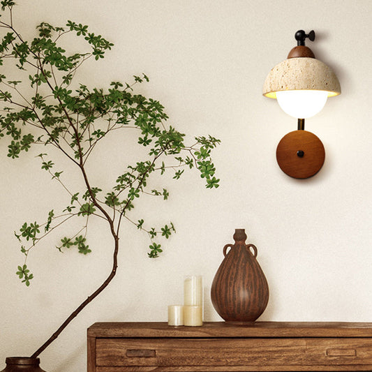 Japanese Solid Wood Iron 1-Light Wall Sconce Lamp