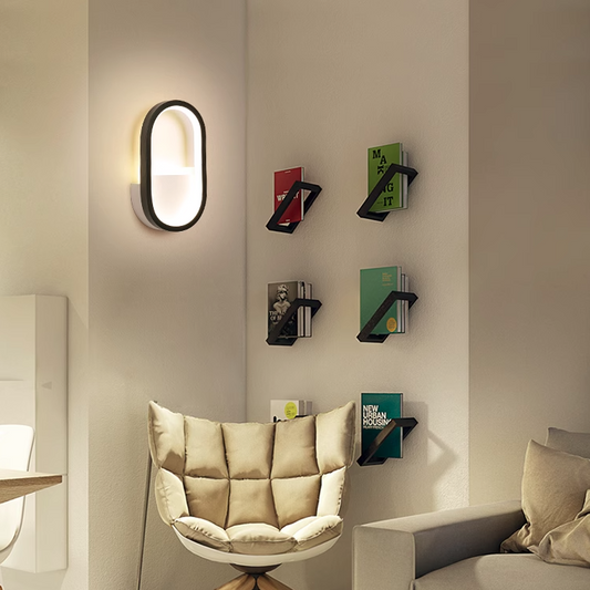 Minimalist Oval Iron Aluminum Acrylic LED Wall Sconce Lamp
