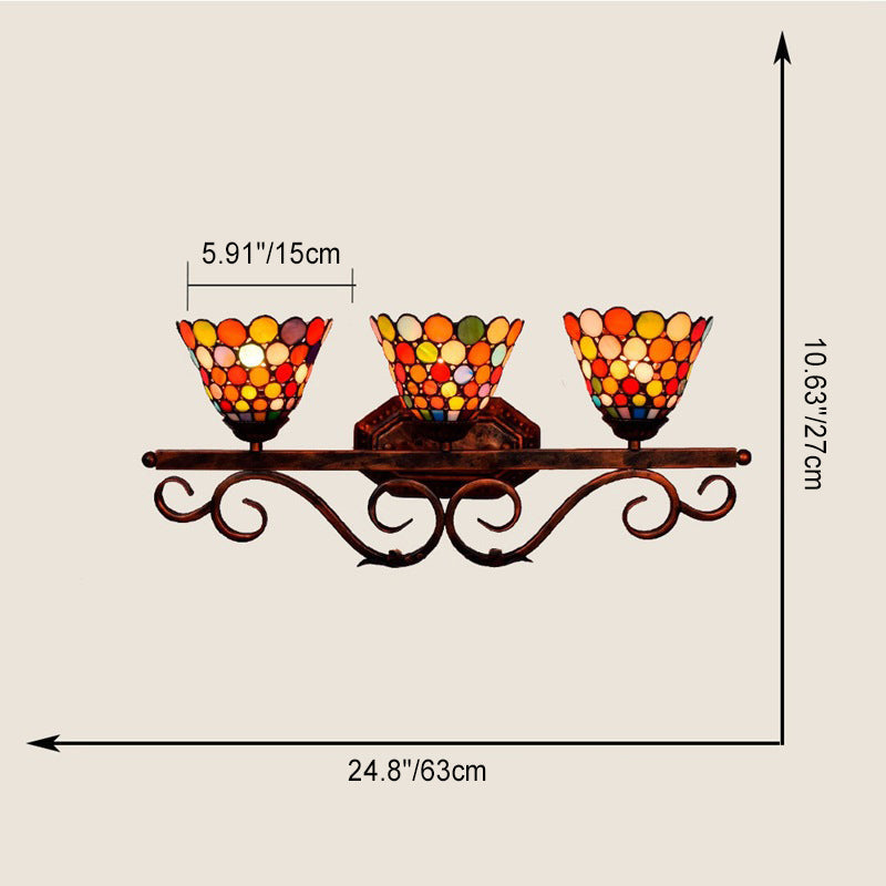 Tiffany Lace Stained Glass Iron 3-Light Wall Sconce Lamp