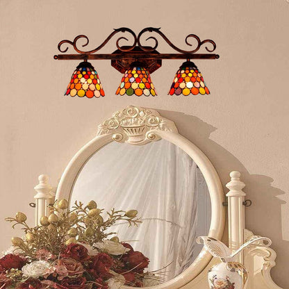 Tiffany Lace Stained Glass Iron 3-Light Wall Sconce Lamp
