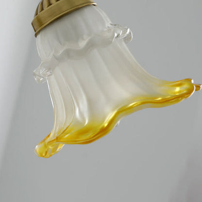 French Flower Brass Glass 1-Light Wall Sconce Lamp