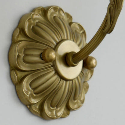 French Flower Brass Glass 1-Light Wall Sconce Lamp