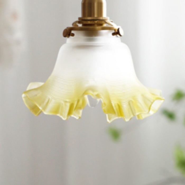 French Flower Brass Glass 1-Light Wall Sconce Lamp