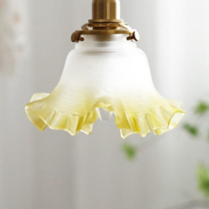 French Flower Brass Glass 1-Light Wall Sconce Lamp