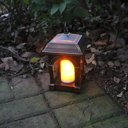 Solar Candle Plastic LED Outdoor Wall Sconce Lamp