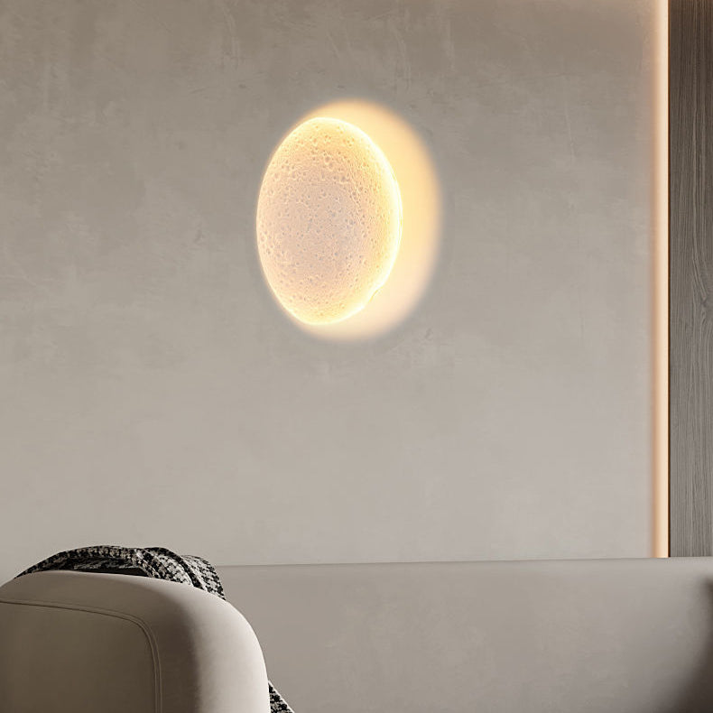 Minimalist Round Moon Iron Plaster LED Wall Sconce Lamp