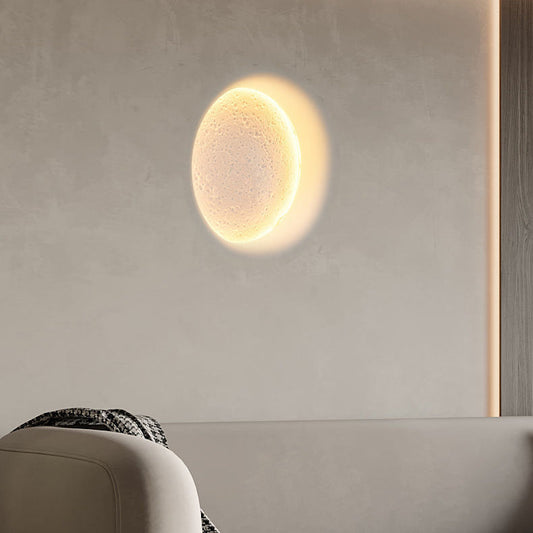 Minimalist Round Moon Iron Plaster LED Wall Sconce Lamp