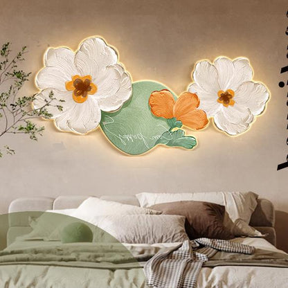 Art Deco Oil Painting Flower Acrylic LED Wall Sconce Lamp