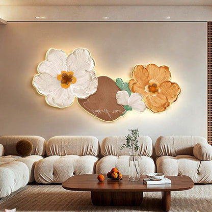 Art Deco Oil Painting Flower Acrylic LED Wall Sconce Lamp