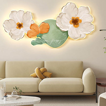 Art Deco Oil Painting Flower Acrylic LED Wall Sconce Lamp