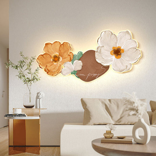 Art Deco Oil Painting Flower Acrylic LED Wall Sconce Lamp