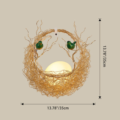 Round Nest Aluminum Hardware Glass 1-Light Wall Sconce Lamp