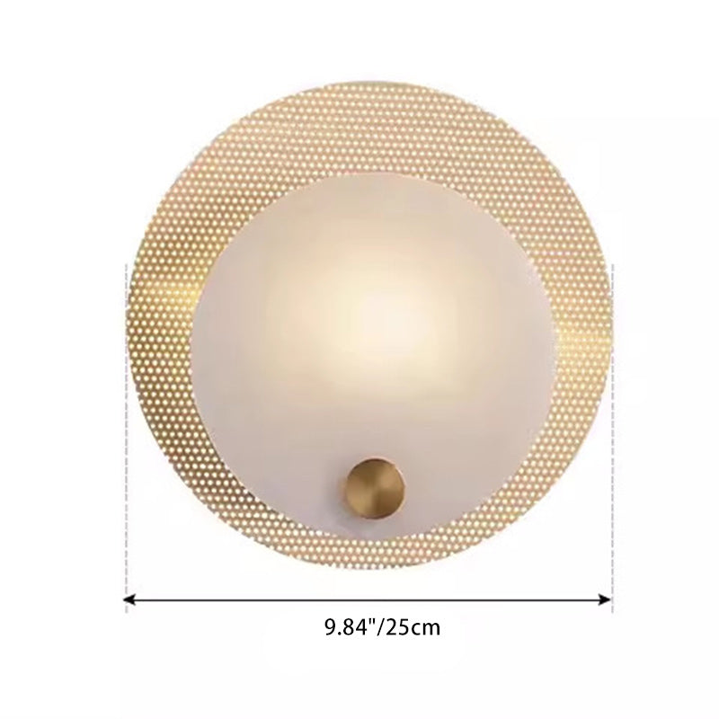 Round Full Copper Marble Shade 1-Light Wall Sconce Lamp