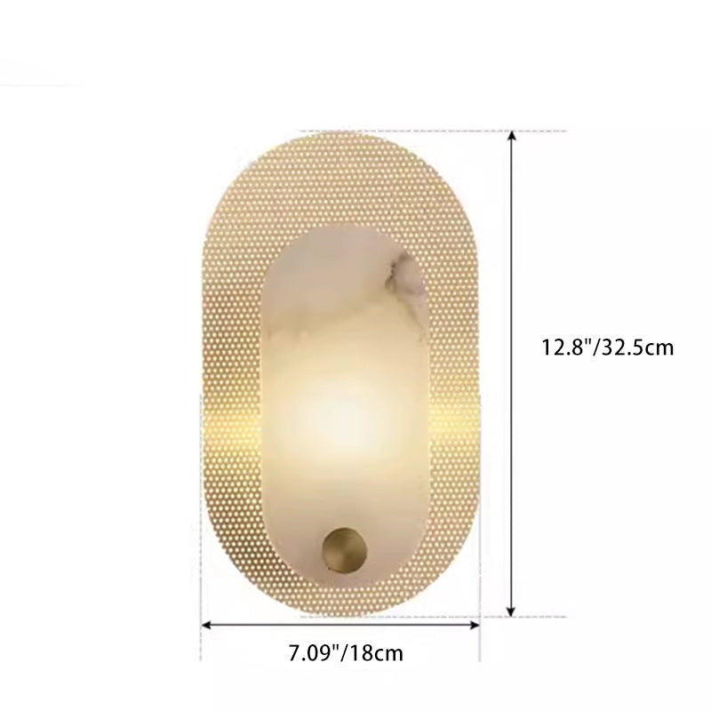 Round Full Copper Marble Shade 1-Light Wall Sconce Lamp
