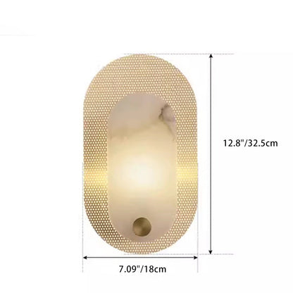 Round Full Copper Marble Shade 1-Light Wall Sconce Lamp