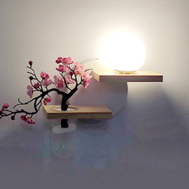 Simplicity Vase Glass Wood Iron 1-Light Wall Sconce Lamp