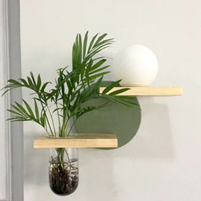 Simplicity Vase Glass Wood Iron 1-Light Wall Sconce Lamp