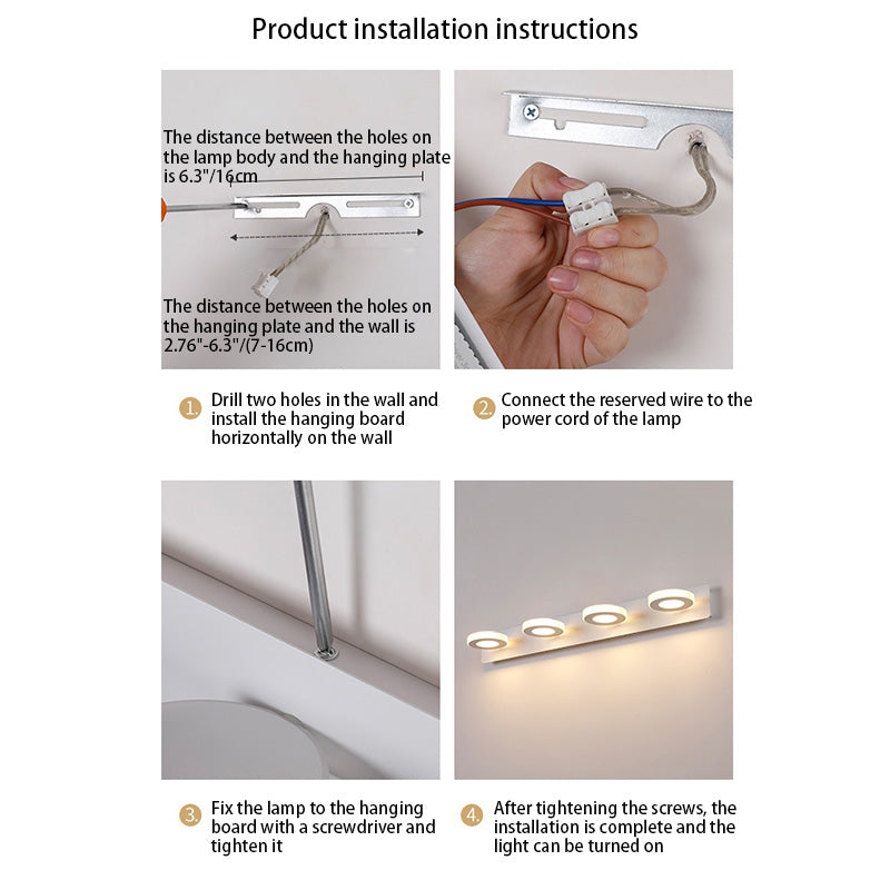 Rectangle Iron Acrylic LED Vanity Light Wall Sconce Lamp