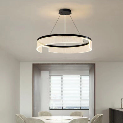 Minimalist Round Aluminum Iron Acrylic LED Pendant Light