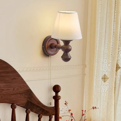 French Iron Frame Fabric Shade 1-Light Wall Sconce Lamp