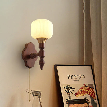 French Iron Frame Fabric Shade 1-Light Wall Sconce Lamp