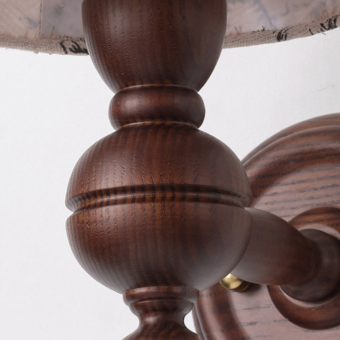 French Iron Frame Fabric Shade 1-Light Wall Sconce Lamp