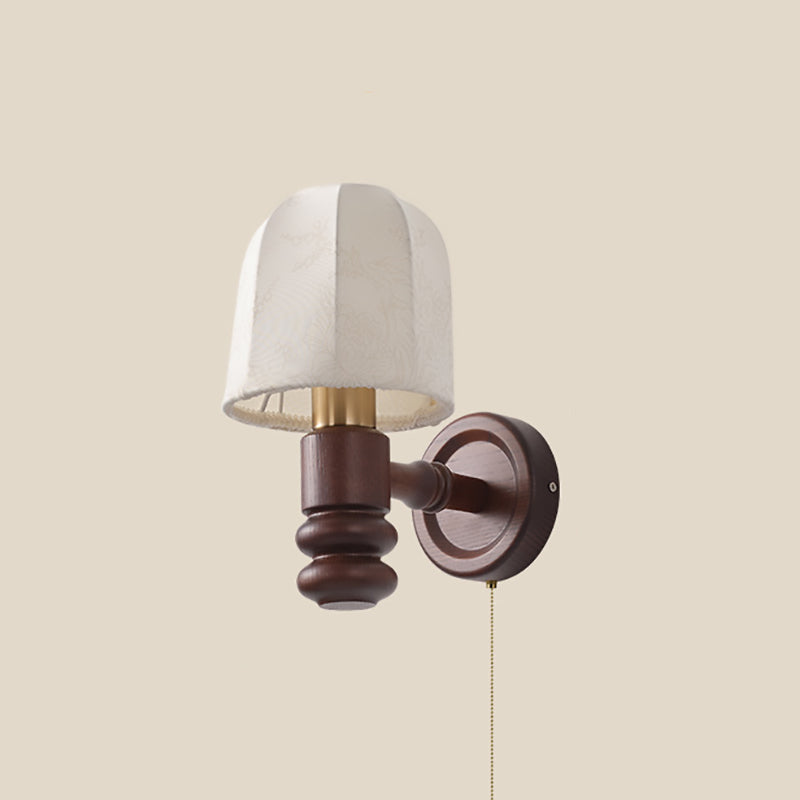 French Iron Frame Fabric Shade 1-Light Wall Sconce Lamp