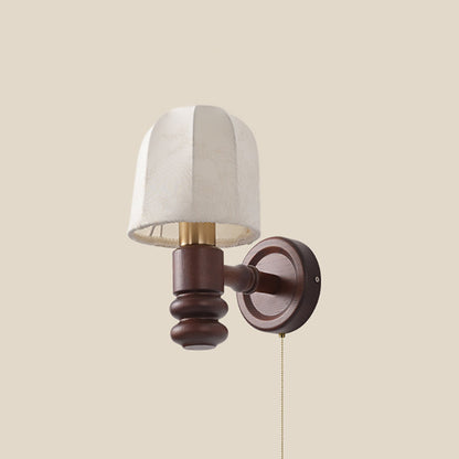 French Iron Frame Fabric Shade 1-Light Wall Sconce Lamp