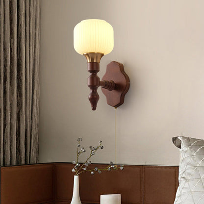 French Iron Frame Fabric Shade 1-Light Wall Sconce Lamp