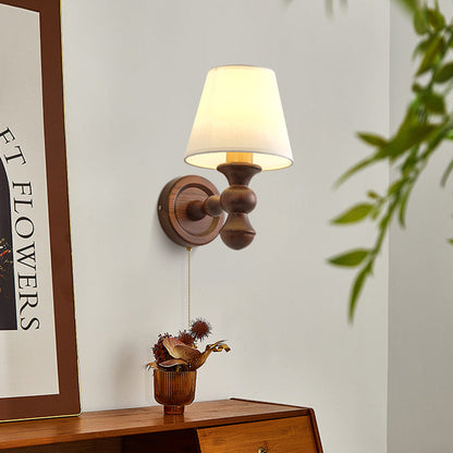 French Iron Frame Fabric Shade 1-Light Wall Sconce Lamp