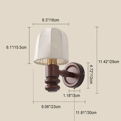 French Iron Frame Fabric Shade 1-Light Wall Sconce Lamp