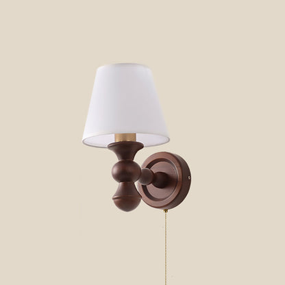French Iron Frame Fabric Shade 1-Light Wall Sconce Lamp