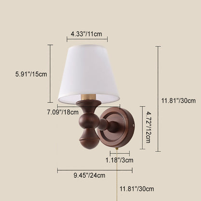 French Iron Frame Fabric Shade 1-Light Wall Sconce Lamp